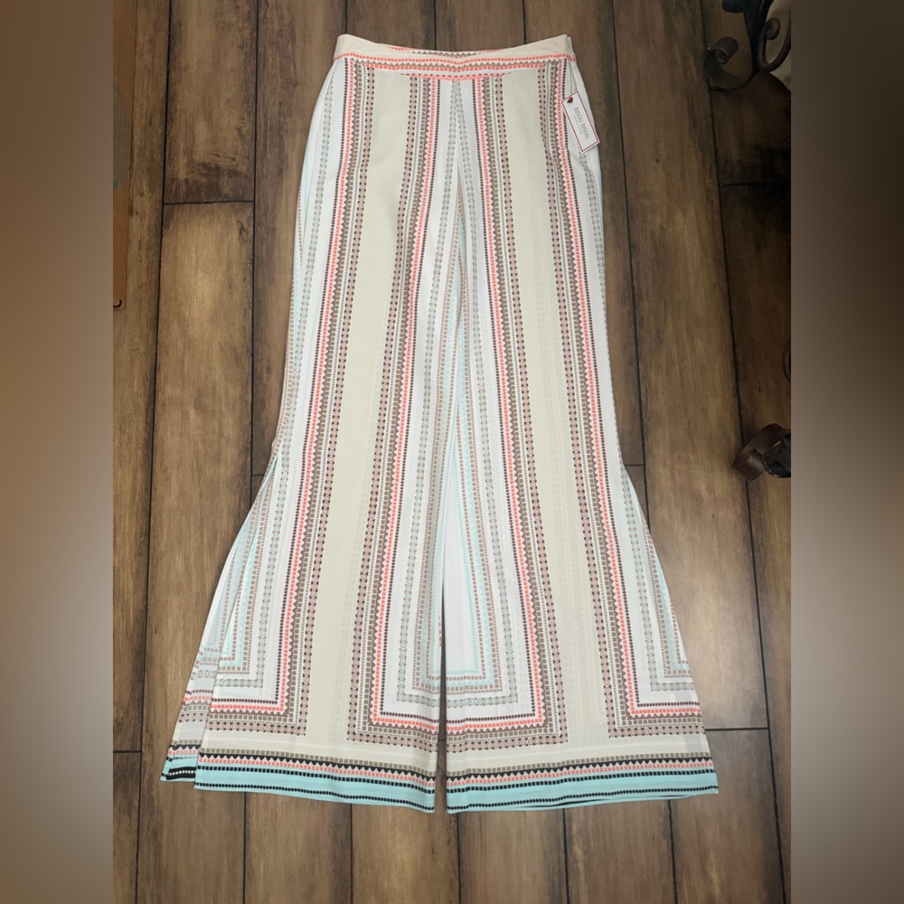 NWT Bisou Bisou Michele Bohbot scarf boho stripe pants Size Small